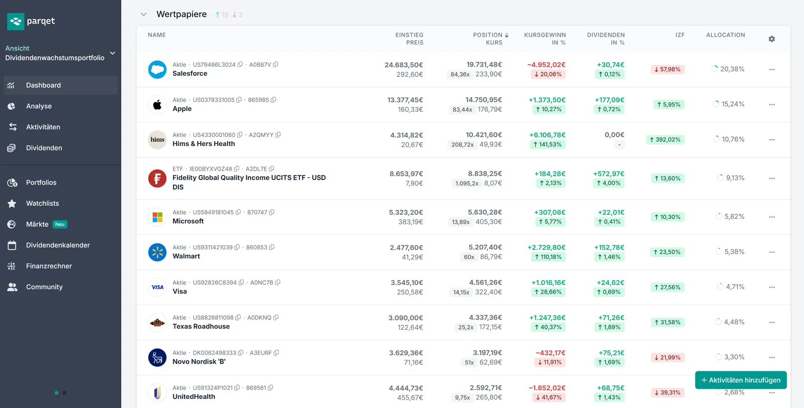 Parqet Screenshot